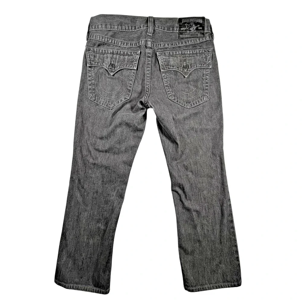 True Religion Ricky‎ Jeans Men's 34 (Fits 37x29.5) Flap Pockets Gray Preppy USA